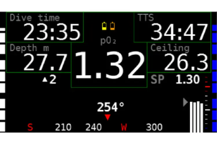 ODA Dive mode screen